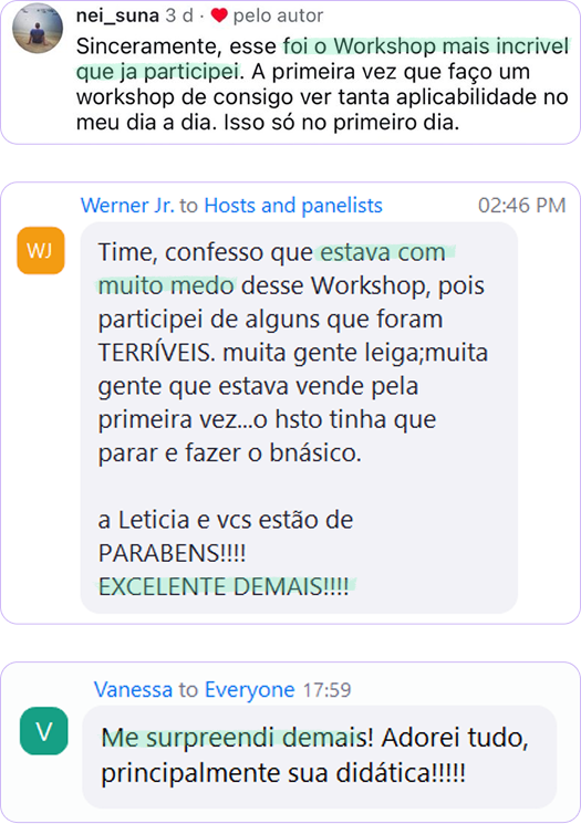 Depoimento de participante do Workshop IA para Análise de Dados 2